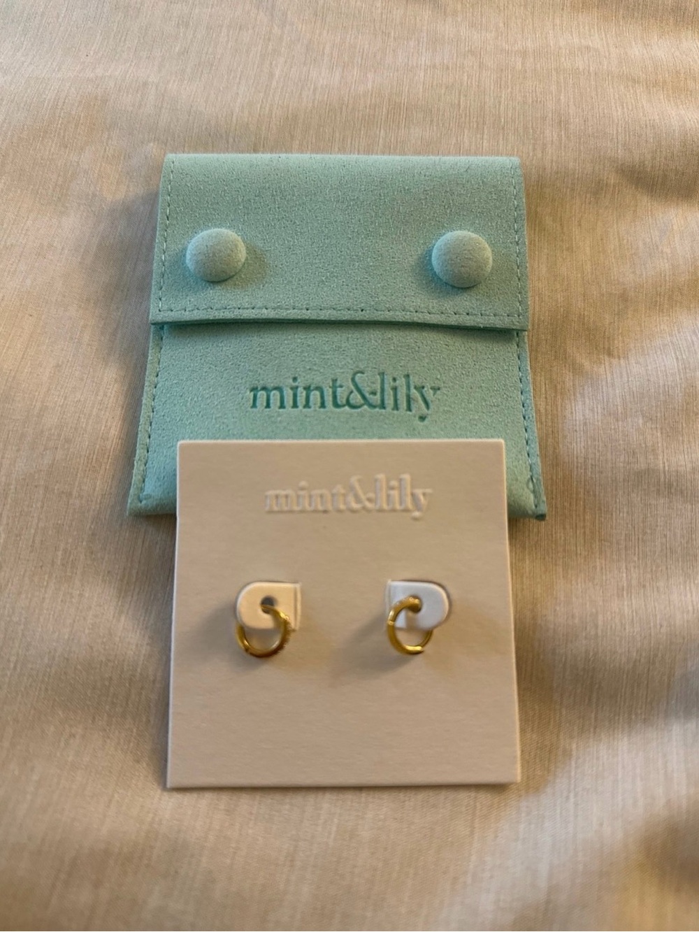 Mint and Lily Pave Huggie Hoop 7mm Earrings, Brand new